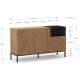 Buffet bas QUENOR - Chêne miel & Céruse noire - 140 cm