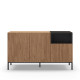 Buffet bas QUENOR - Chêne miel & Céruse noire - 140 cm