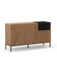 Buffet bas QUENOR - Chêne miel & Céruse noire - 140 cm