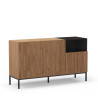 Buffet bas QUENOR - Chêne miel & Céruse noire - 140 cm