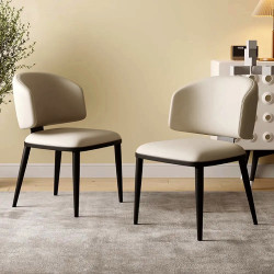 Chaise MARANELLO - Fonte d'acier & Cuir Taupe