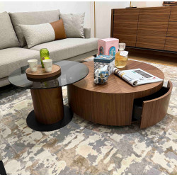 Duo de tables basses RIGA - Bois de noyer
