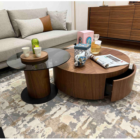 Duo de tables basses RIGA - Bois de noyer