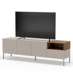 Meuble TV QUENOR - Crème & Chêne - 180 cm