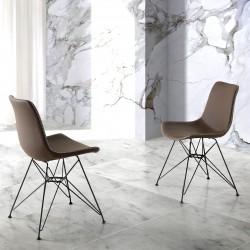 Chaise SANTY cuir Chocolat