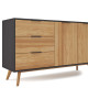 Buffet bas JUNA - Chêne miel & Céruse noire - 140 cm