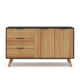Buffet bas JUNA - Chêne miel & Céruse noire - 140 cm