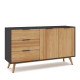 Buffet bas JUNA - Chêne miel & Céruse noire - 140 cm
