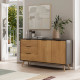 Buffet bas JUNA - Chêne miel & Céruse noire - 140 cm