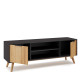 Meuble TV JUNA - Chêne miel & Céruse noire - 140 cm