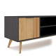 Meuble TV JUNA - Chêne miel & Céruse noire - 140 cm