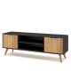 Meuble TV JUNA - Chêne miel & Céruse noire - 140 cm
