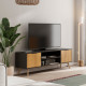 Meuble TV JUNA - Chêne miel & Céruse noire - 140 cm