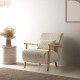 Fauteuil VEYA - Bois de chêne & Toile côtelée taupe