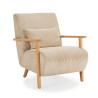 Fauteuil VEYA - Bois de chêne & Toile côtelée taupe