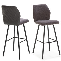 Tabouret ALELI - Toile de coton anthracite & matelassage nid d'abeille