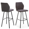 Tabouret ALELI - Toile de coton anthracite & matelassage nid d'abeille