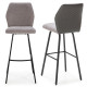 Tabouret ALELI - Toile de coton anthracite & matelassage nid d'abeille