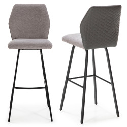 Tabouret ALELI - Toile de coton anthracite & matelassage nid d'abeille