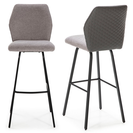 Tabouret ALELI - Toile de coton anthracite & matelassage nid d'abeille