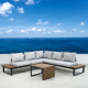 Salon outdoor SKYROS modulable - Alumium & Bois d'accacia