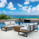 Salon outdoor SKYROS modulable - Alumium & Bois d'accacia