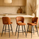 Tabouret MADIA - Cuir brun Soft Touch