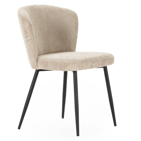 Chaise VANA - Toile côtelée - Crème