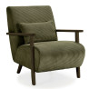 Fauteuil VEYA - Bois de Noyer & Toile côtelée Olive