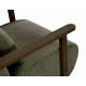 Fauteuil VEYA - Bois de Noyer & Toile côtelée Olive