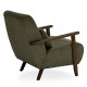 Fauteuil VEYA - Bois de Noyer & Toile côtelée Olive
