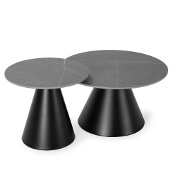 Duo de tables basses SAMOS - Pierre marbrée Grise