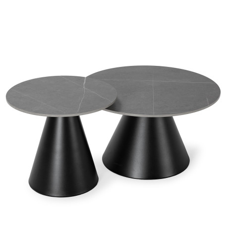 Duo de tables basses SAMOS - Pierre marbrée Grise