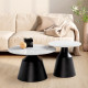 Duo de tables basses SYROS - Pierre marbrée Blanche
