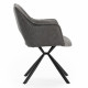Fauteuil RAVEL - Toile chenille grise & Cuir anthracite
