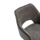 Fauteuil RAVEL - Toile chenille grise & Cuir anthracite