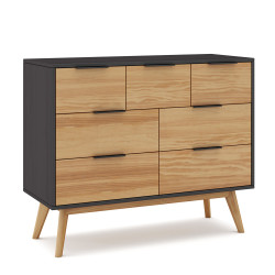 Commode JUNA - Chêne miel & Céruse noire