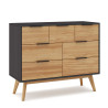 Commode JUNA - Chêne miel & Céruse noire