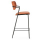 Tabouret ALELI - Toile de coton grise & matelassage nid d'abeille