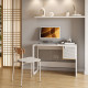 Bureau ALENA - 110cm - Blanc perle & Caisson Chêne
