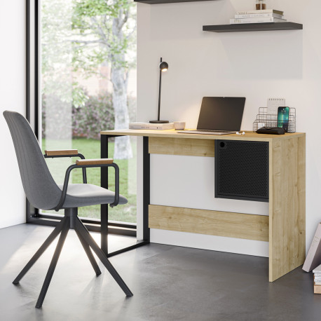 Bureau ALENA - 110cm - Chêne & Caisson Noir