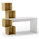Bureau KUBY - 154cm - Blanc perle & Caisson Chêne