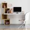 Bureau KUBY - 154cm - Blanc perle & Caisson Chêne