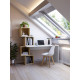 Bureau KUBY - 154cm - Blanc perle & Caisson Chêne