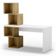 Bureau KUBY - 154cm - Blanc perle & Caisson Chêne