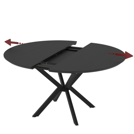Table à manger extensible WARA - 126 à 160 cm - Chêne cerusé en noir