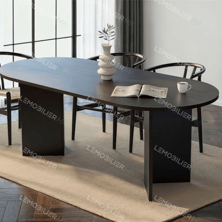 Table à manger NYRO - 200 cm - Chêne cérusé noir mat