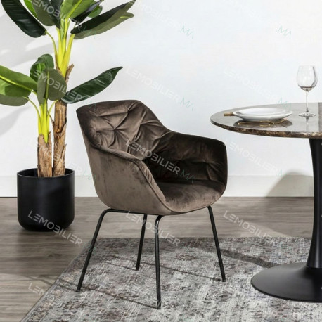 Fauteuil MOSHI Velvet & Black - Taupe (Produits d'exposition)