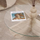 Table basse ASWAN - Plateau verre - 90 cm - Façon travertin