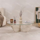Table basse ASWAN - Plateau verre - 90 cm - Façon travertin